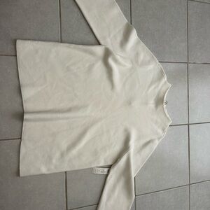 Chico's Cream Textured Zip Top